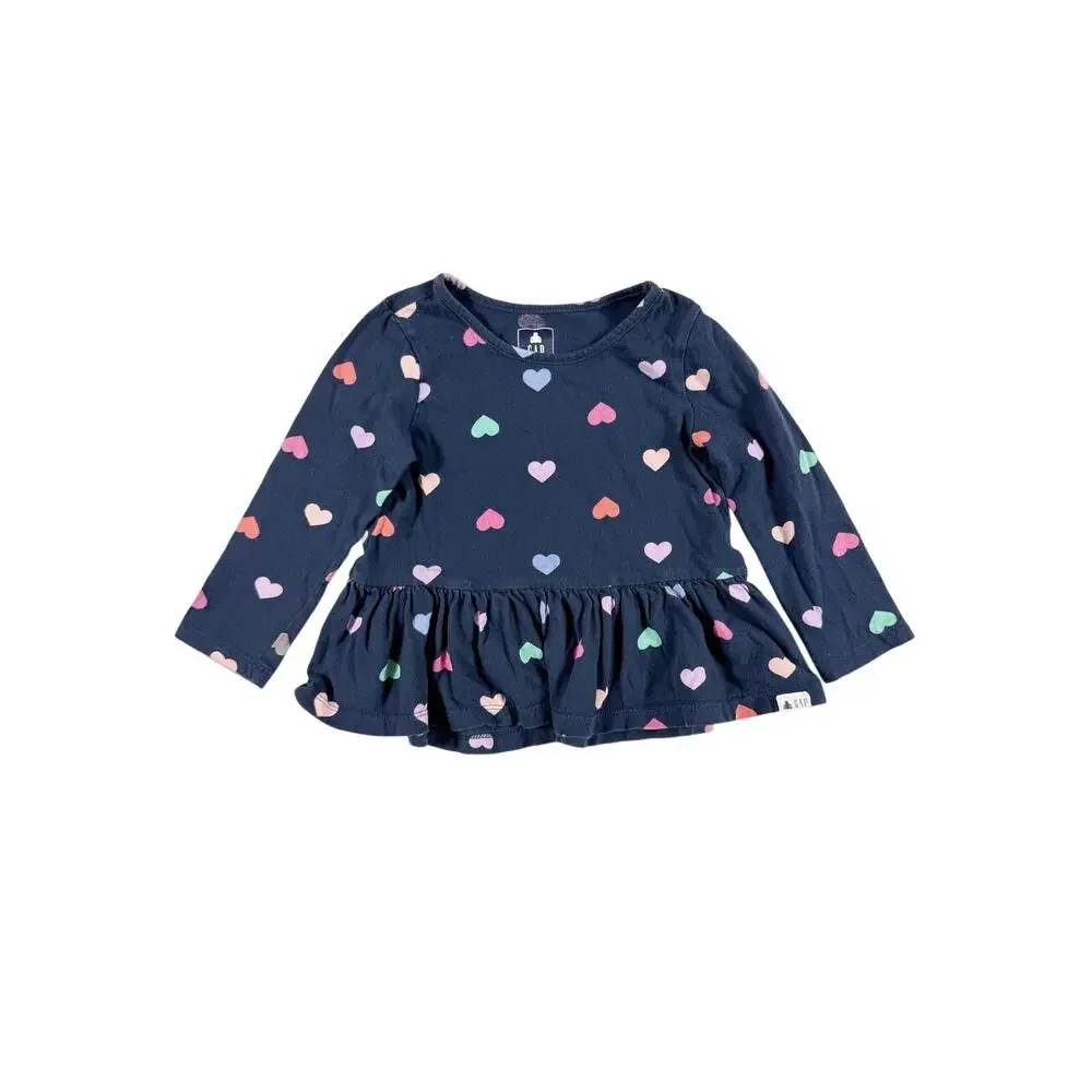 Gap & Cat & Jack Heart Print Peplum Tops Bundle Size 2
